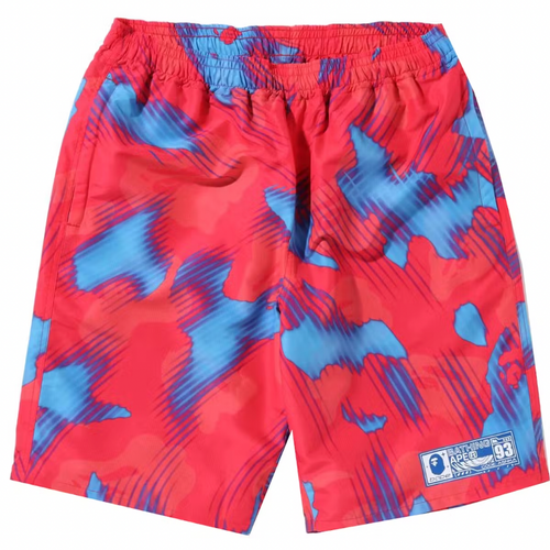 Bape Stroke Camo Red Beach Shorts Size Medium