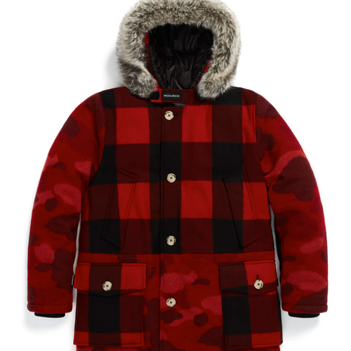 Bape X Woolrich Red Arctic Parka Jacket Size Large