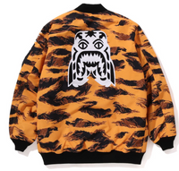 Bape Tiger Camo Long MA-1 Orange Bomber Jacket Size Large
