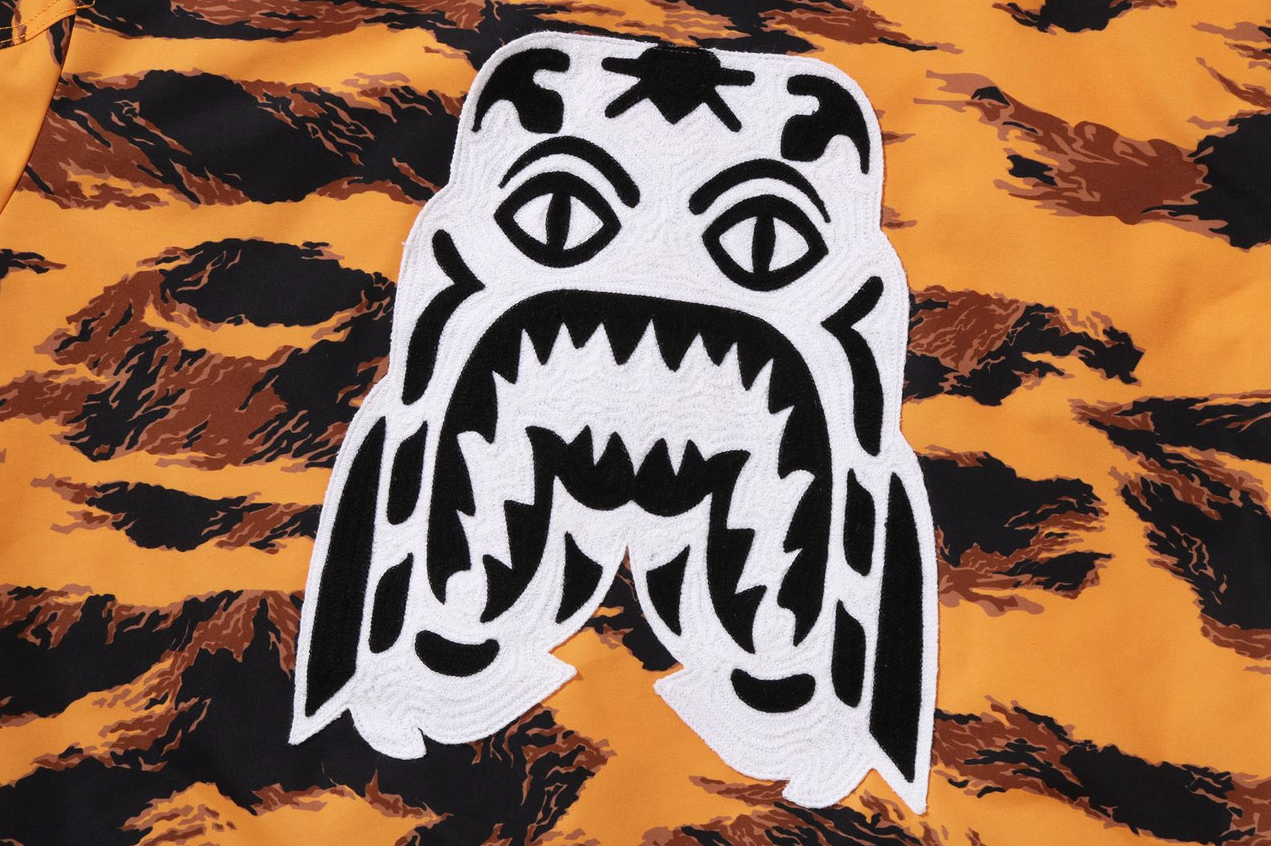 Bape Tiger Camo Long MA-1 Orange Bomber Jacket Size XL