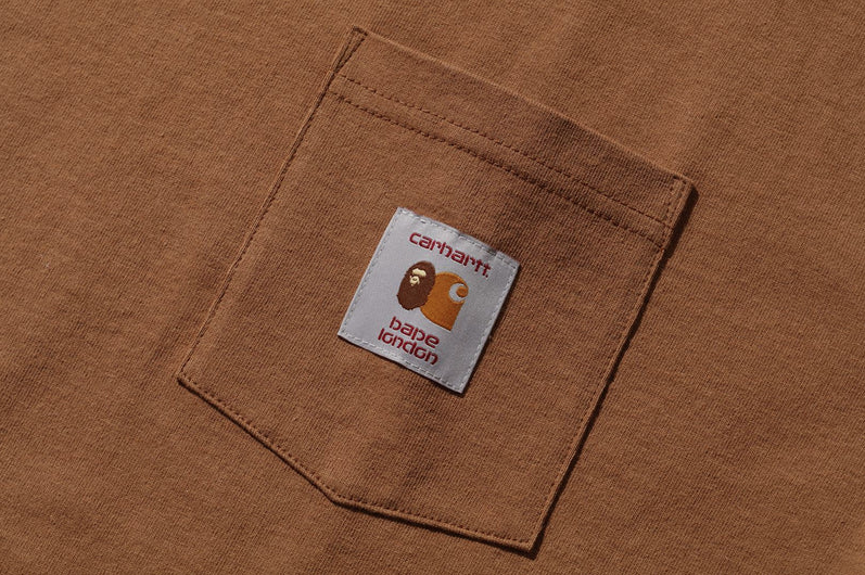 Bape London X Carhartt Brown Pocket S/S T-Shirt Size Small