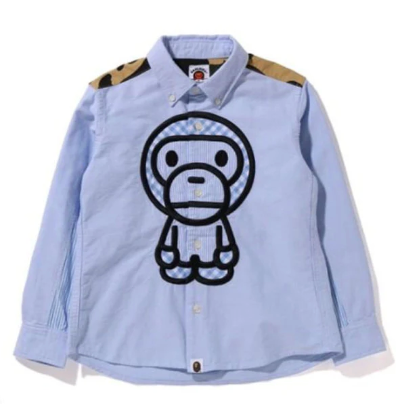 Bape Kids Baby Milo Patch Oxford Button Down Shirt Blue Size 130 K
