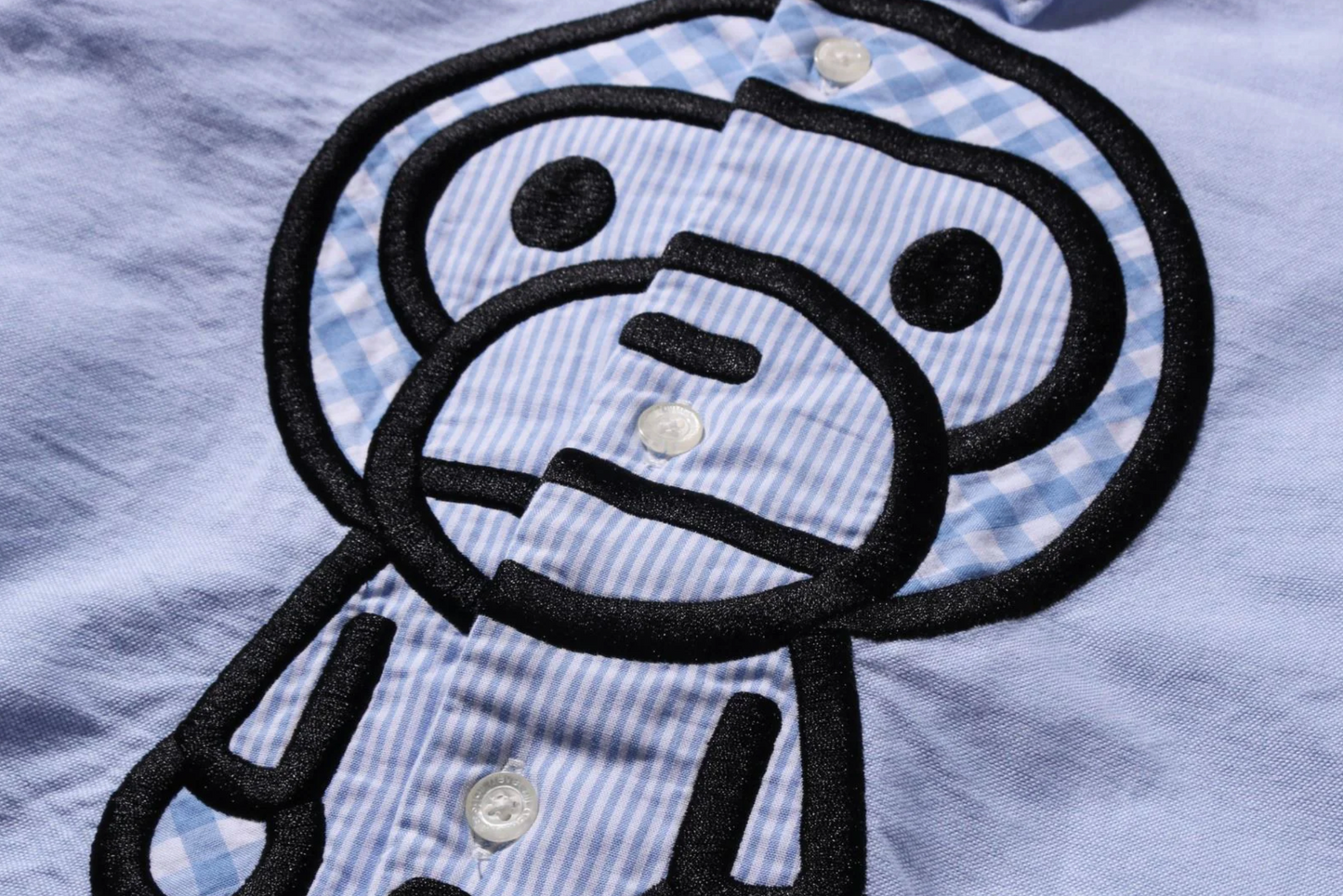 Bape Kids Baby Milo Patch Oxford Button Down Shirt Blue Size 130 K
