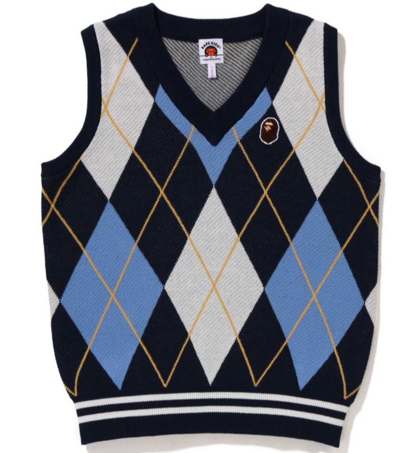 Bape Kids Ape Head Patch Knit Vest Navy Size 120 K