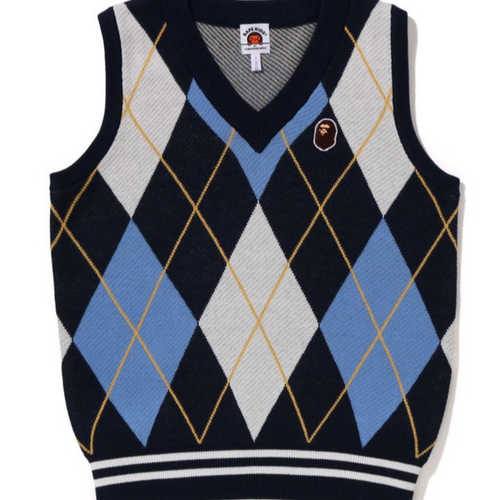 Bape Kids Ape Head Patch Knit Vest Navy Size 120 K