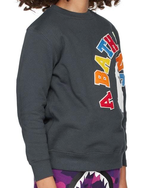Bape Kids Ape Head College Patch Crewneck Charcoal Size 130 K