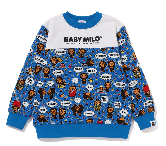 Bape Kids Baby Milo Speech Crewneck Blue Size 100 K