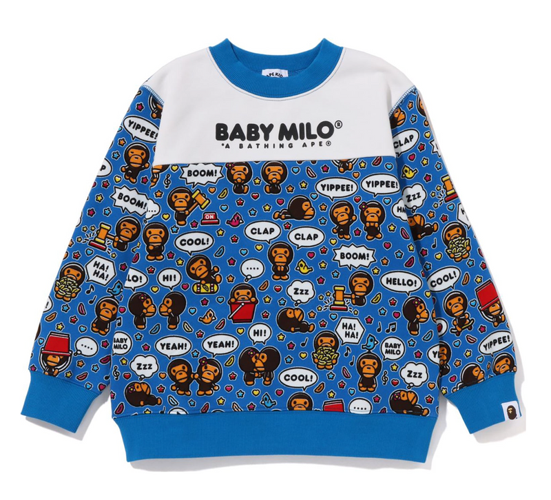 Bape Kids Baby Milo Speech Crewneck Blue Size 120 K