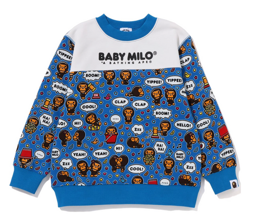 Bape Kids Baby Milo Speech Crewneck Blue Size 110 K