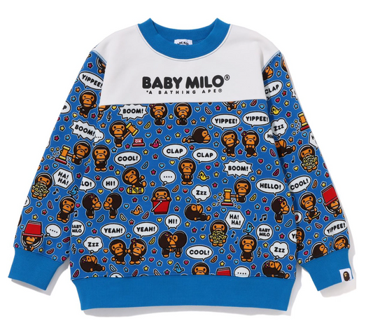 Bape Kids Baby Milo Speech Crewneck Blue Size 130 K