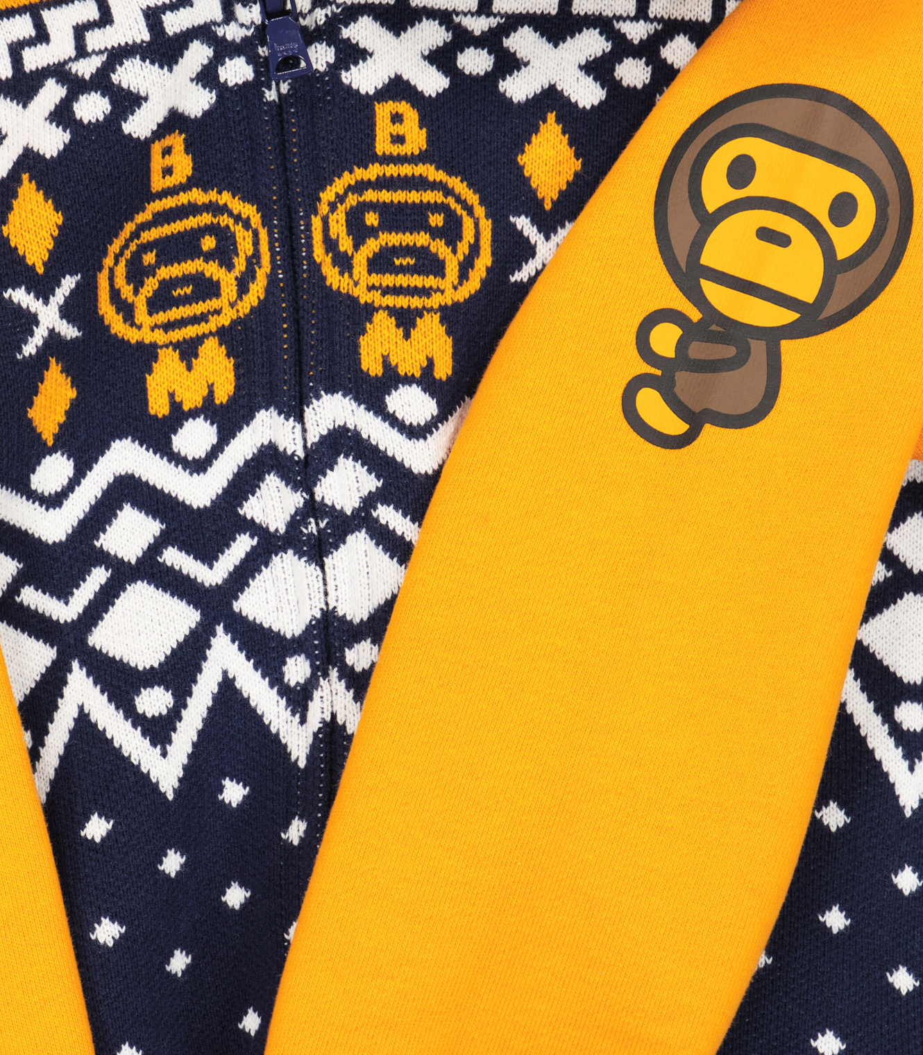 Bape Kids Baby Milo Nordic Knit Zip Hoodie Navy Size 130 K