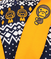 Bape Kids Baby Milo Nordic Knit Zip Hoodie Navy Size 130 K