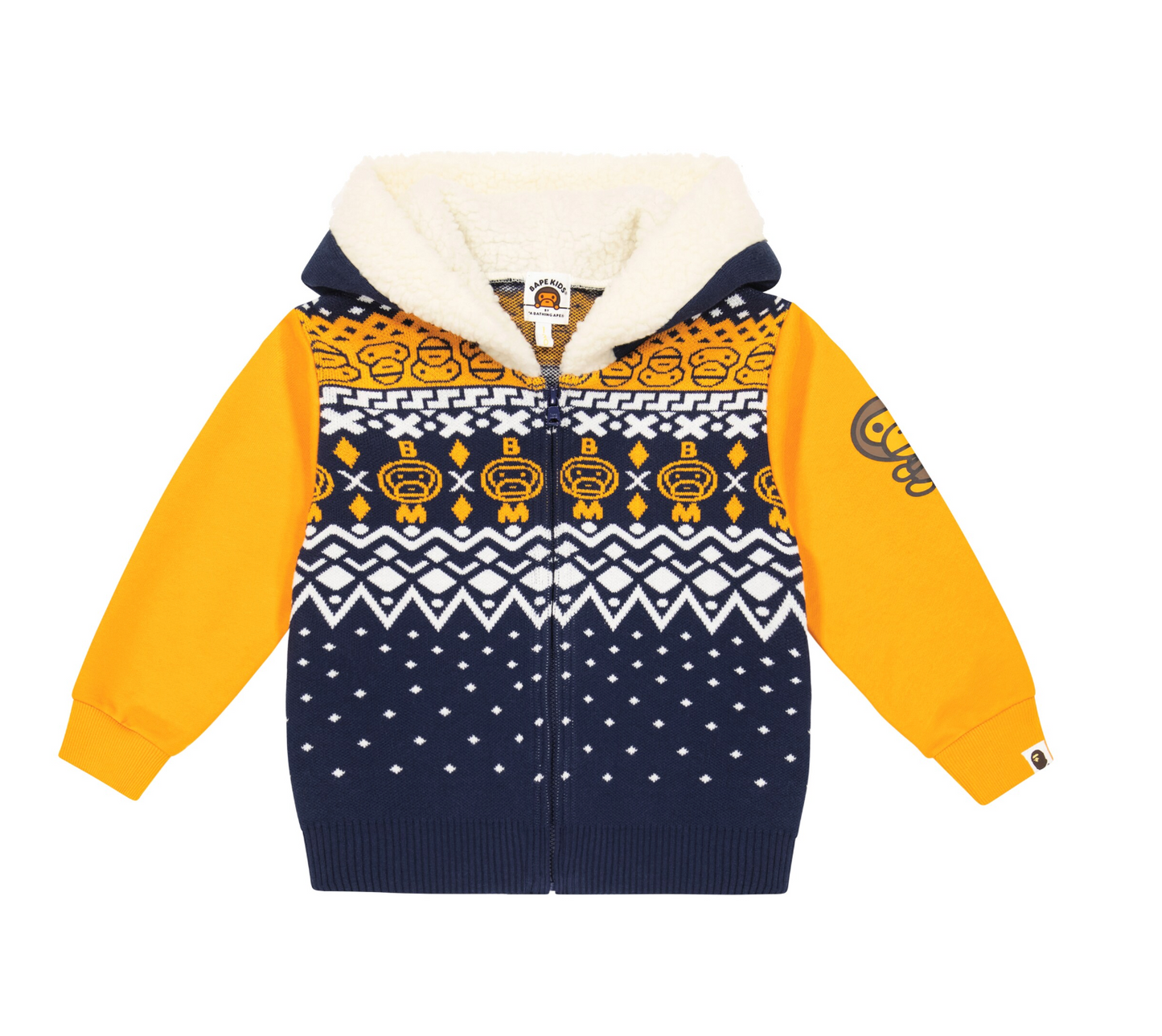 Bape Kids Baby Milo Nordic Knit Zip Hoodie Navy Size 100 K