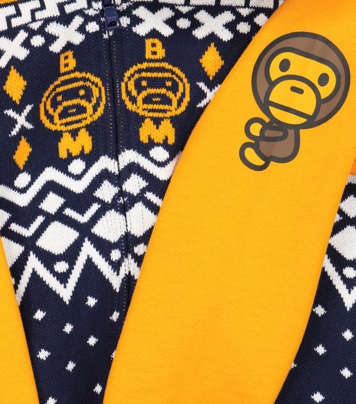 Bape Kids Baby Milo Nordic Knit Zip Hoodie Navy Size 100 K