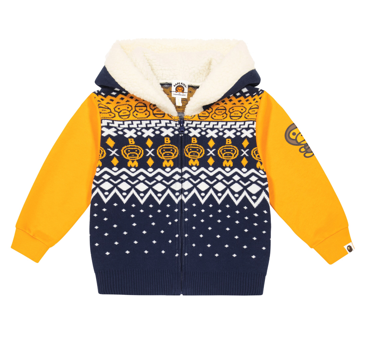 Bape Kids Baby Milo Nordic Knit Zip Hoodie Navy Size 120 K