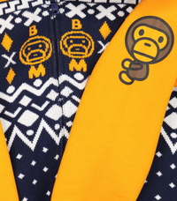 Bape Kids Baby Milo Nordic Knit Zip Hoodie Navy Size 120 K