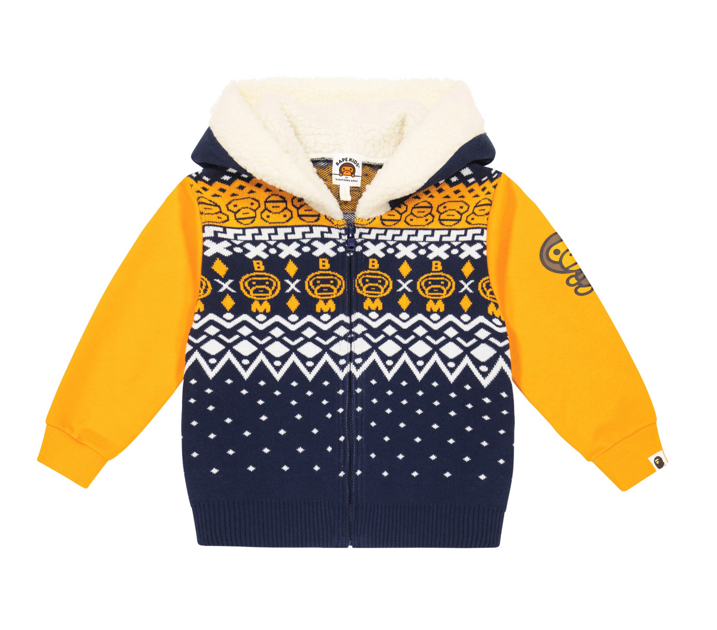 Bape Kids Baby Milo Nordic Knit Zip Hoodie Navy Size 110 K