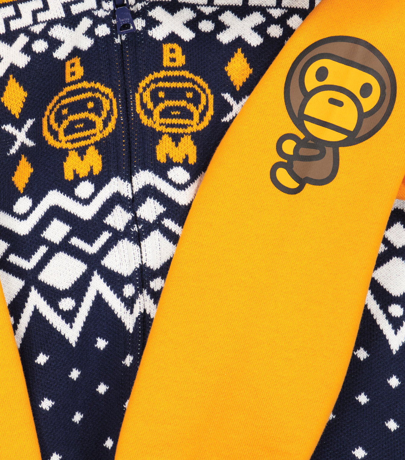 Bape Kids Baby Milo Nordic Knit Zip Hoodie Navy Size 110 K