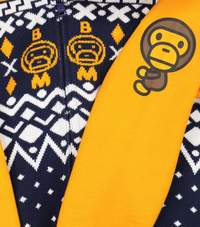 Bape Kids Baby Milo Nordic Knit Zip Hoodie Navy Size 110 K