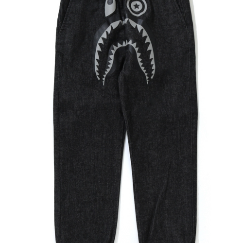 Bape Kids Shark Denim Jogger Pants Black Size 120 K