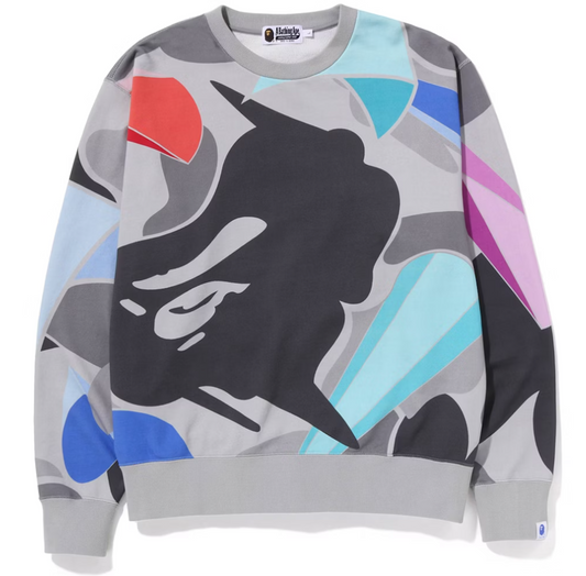Bape X Louis De Guzman Camo Grey Crewneck Sweater Size XXL