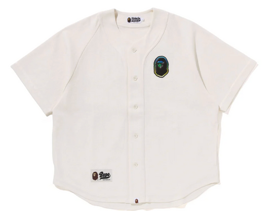 Bape Line Camo S/S White Baseball Jersey Size XXL