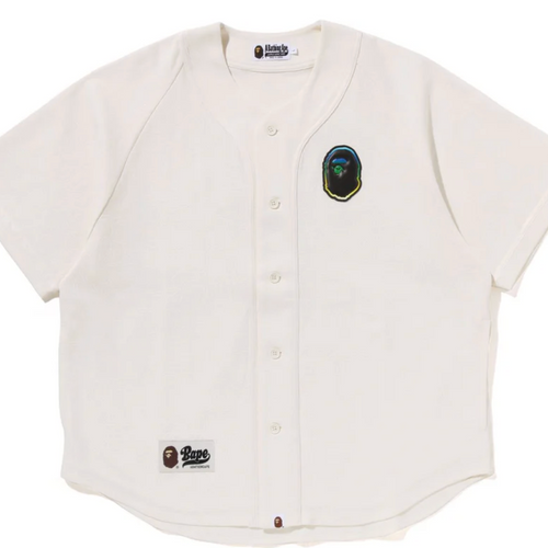 Bape Line Camo S/S White Baseball Jersey Size XXL