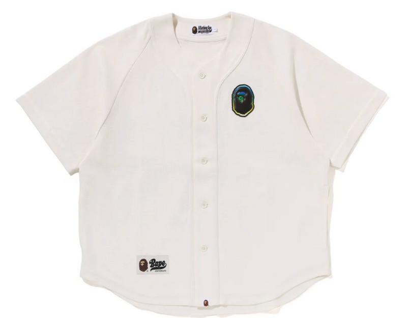 Bape Line Camo S/S White Baseball Jersey Size XXL