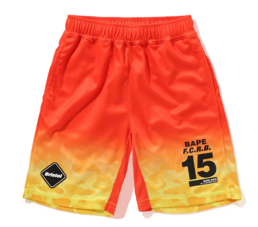 Bape Kids 15th Ann. x FCRB ABC Camo Gradation Game Shorts Yellow Size 130 K