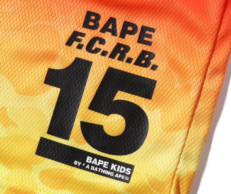 Bape Kids 15th Ann. x FCRB ABC Camo Gradation Game Shorts Yellow Size 130 K
