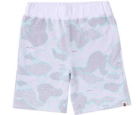 Bape Text Code Camo Grey Sweat Shorts Size Small