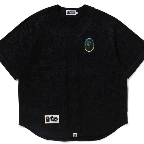 Bape Line Camo S/S Black Baseball Jersey Size XL
