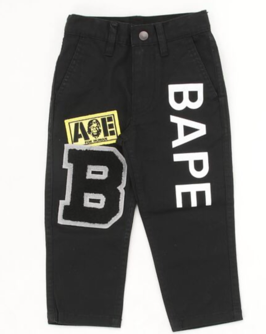 Bape Kids Patched Chino Pants Black Size 130 K