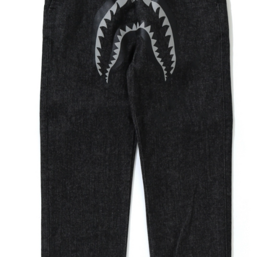 Bape Kids Shark Denim Jogger Pants Black Size 130 K
