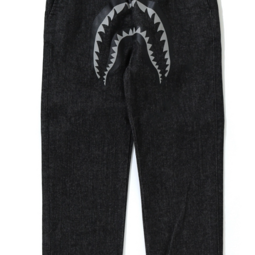 Bape Kids Shark Denim Jogger Pants Black Size 110 K