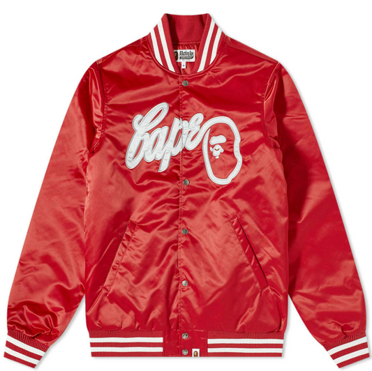 Bape Ape Head Red Baseball Varsity Jacket Size XXL