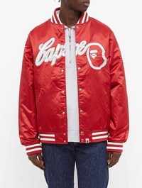 Bape Ape Head Red Baseball Varsity Jacket Size XXL