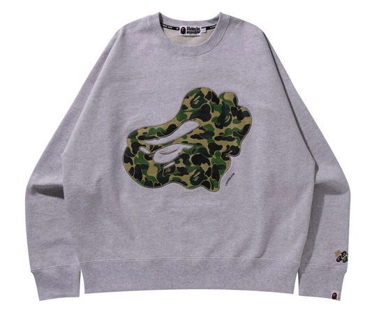 Bape ABC Patch Green Camo Grey Crewneck Sweater Size XL