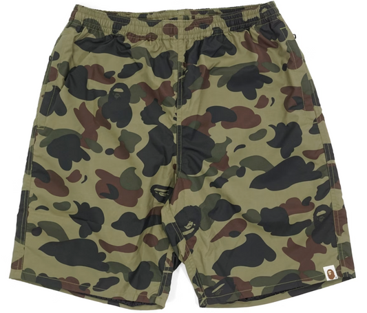 Bape 1st Camo Green Nylon Beach Shorts Size XXL