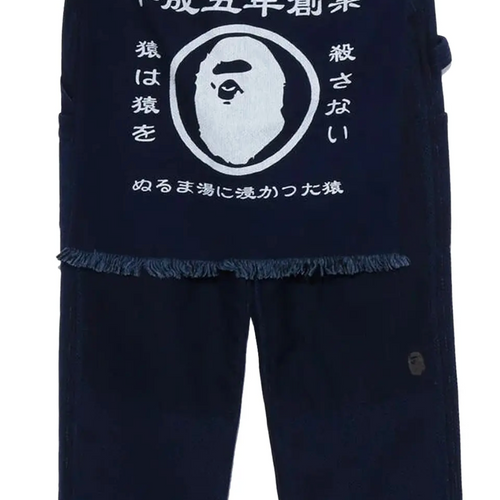 Bape Sashiko Indigo Apron Painter Pants Size Medium