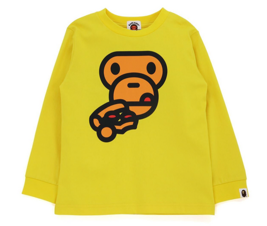 Bape Kids Baby Milo Pizza L/S Tee Yellow Size 110 K