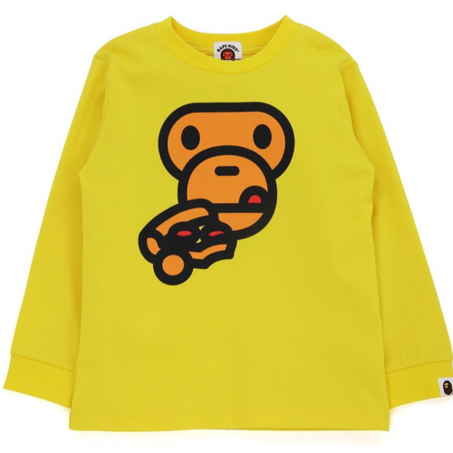 Bape Kids Baby Milo Pizza L/S Tee Yellow Size 110 K