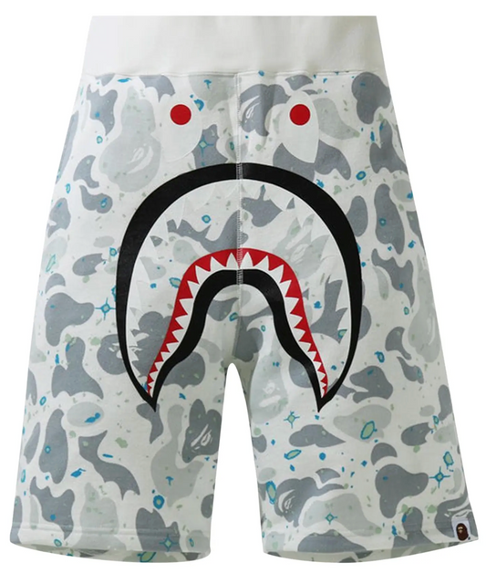 Bape Space Camo Shark White Sweat Shorts Size Large