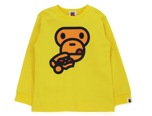 Bape Kids Baby Milo Pizza L/S Tee Yellow Size 120 K