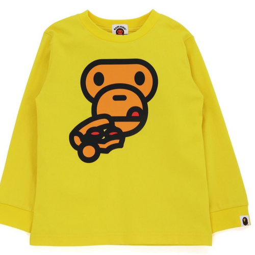 Bape Kids Baby Milo Pizza L/S Tee Yellow Size 120 K