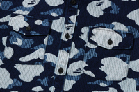 Bape Sashiko Camo Indigo Ralxed Fit Button-Down Shirt Size Large
