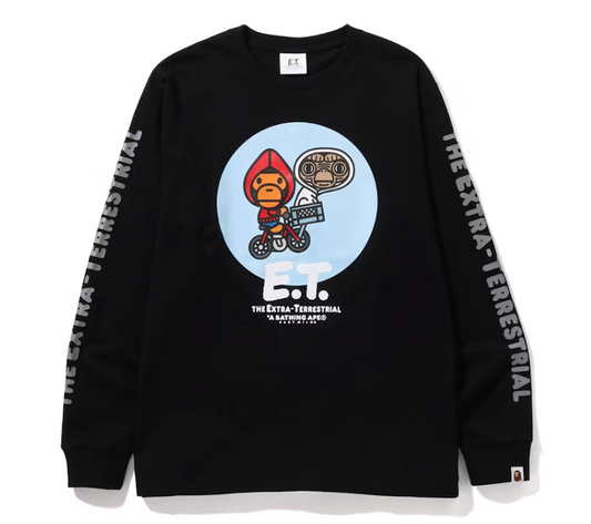 Bape Kids x E.T. Baby Milo L/S Tee Black Size 120 K
