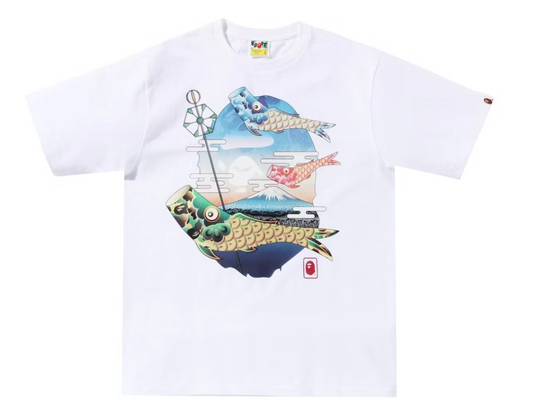 Bape Kids Koinobori Carp Flags Ape Head Tee White Size 120 K