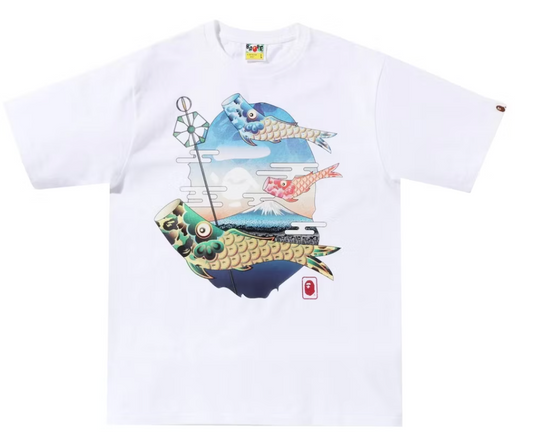 Bape Kids Koinobori Carp Flags Ape Head Tee White Size 100 K