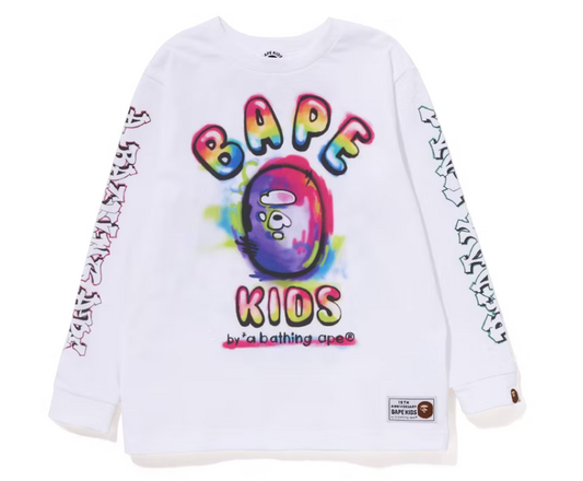 Bape Kids 15th Ann. x Readymade Spray L/S Tee White Size 120 K
